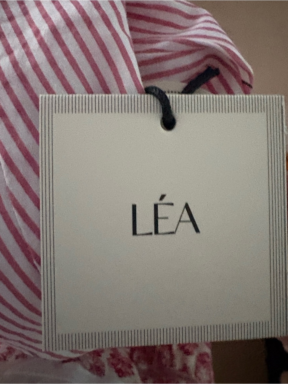 LEA Women's Pink Striped Dress with Red Floral Motif- medium but runs generous - Picture 5 of 5